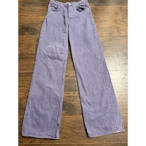 ZARA Wide Leg Jeans Women Size 6 EU 38 Pastel Purple HighRise Denim Pants Cotton